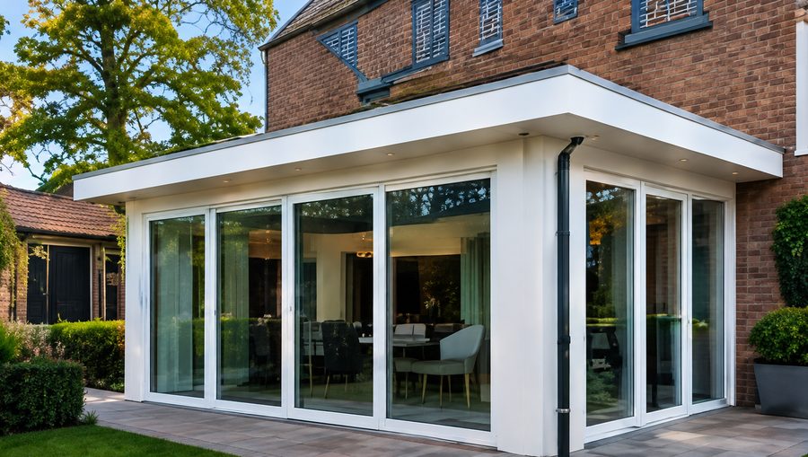 Project in Oldenzaal: witte uitbouw met schuifpuien